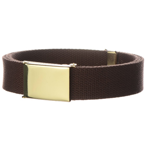 Canvas web belt solid brass clamshell buckle